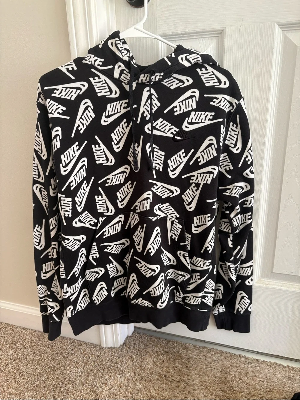 Nike Black & White Logo All-Over Print Hoodie